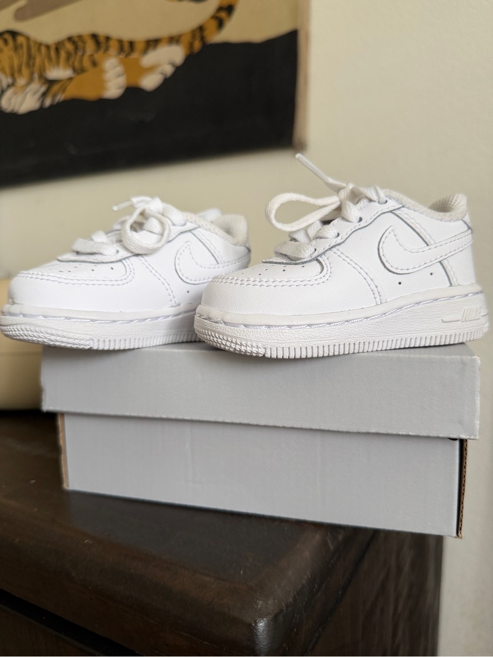 White Baby Air Force 1s size 3